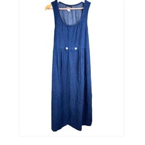 VTG 90s Denim Jumper Dress 12 Whirlaway Frocks Tradwife Prairie Granny Cottage